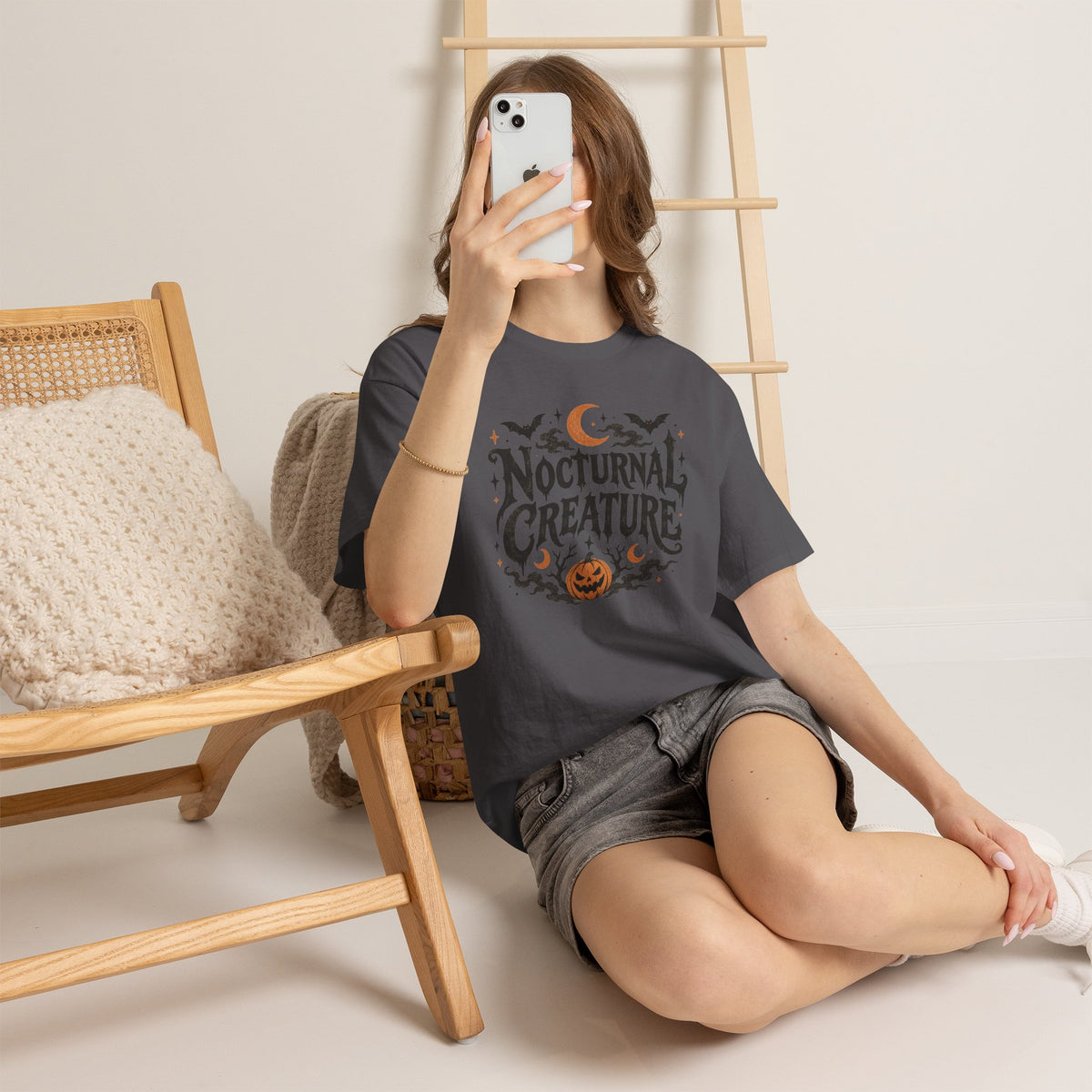Nocturnal Creature Halloween Graphic T-Shirt Spooky Horror Tee