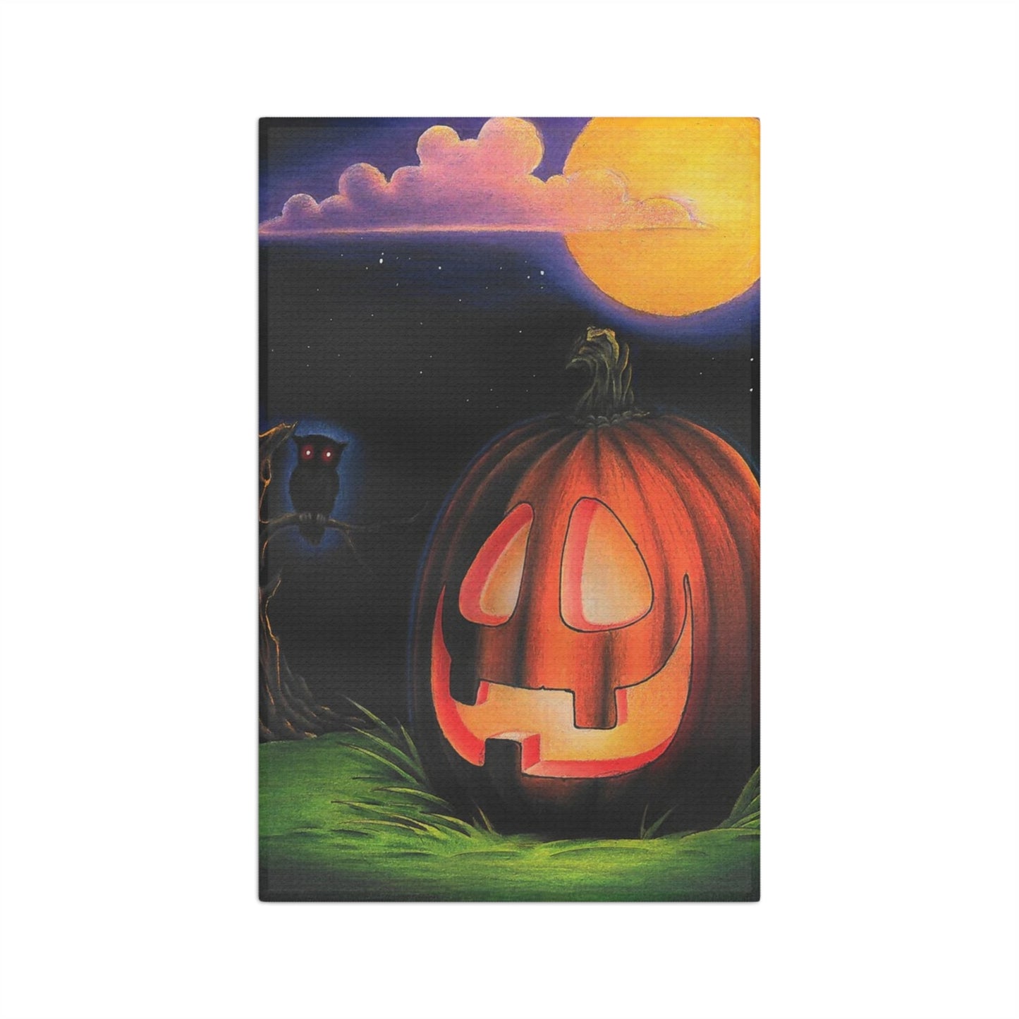 Jack-o'-Lantern Pumpkin Microfiber Tea Towel Halloween Moonlit Scene Spooky Home Decor