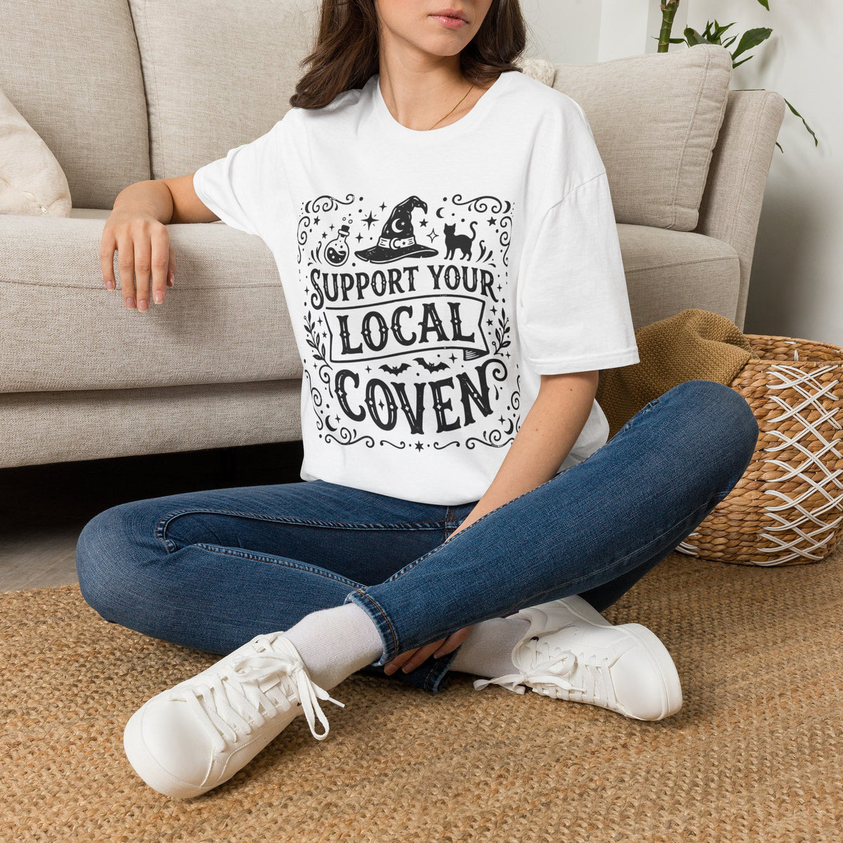 Support Your Local Coven T-Shirt Witchy Halloween Magic Horror Tee