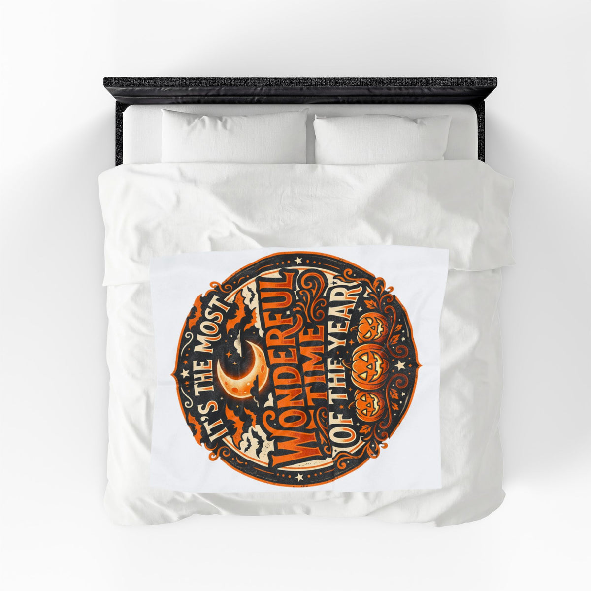It's the Most Wonderful Time of the Year Velveteen Plush Blanket Halloween Pumpkin Fall Spooky