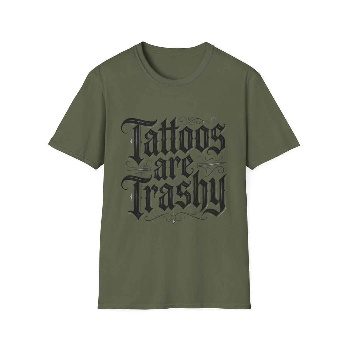 Tattoos Are Trashy T-Shirt Gothic Lettering Graphic Tee Funny Ironic Alternative