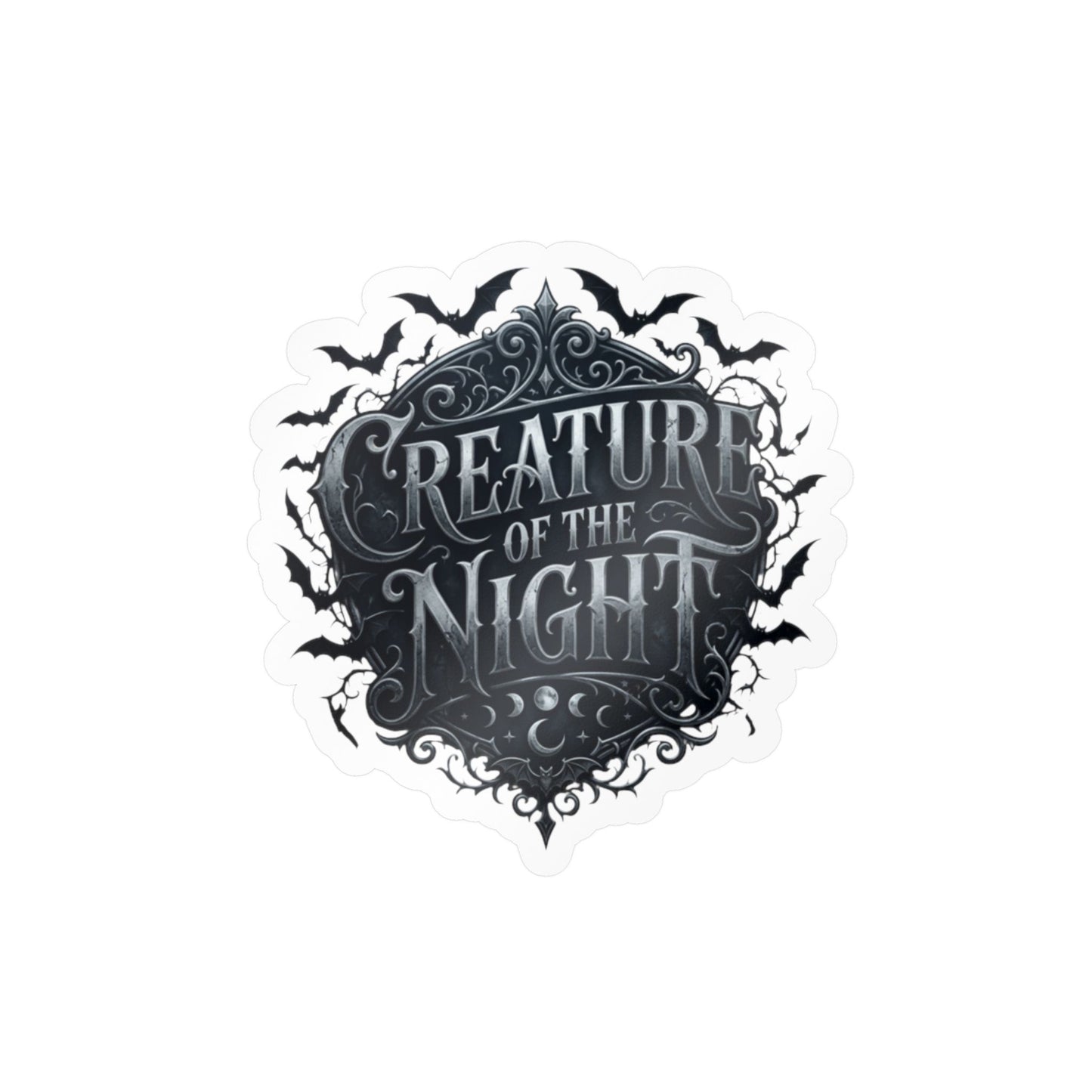 Creature of the Night Kiss-Cut Vinyl Decal | Halloween Bat Emblem