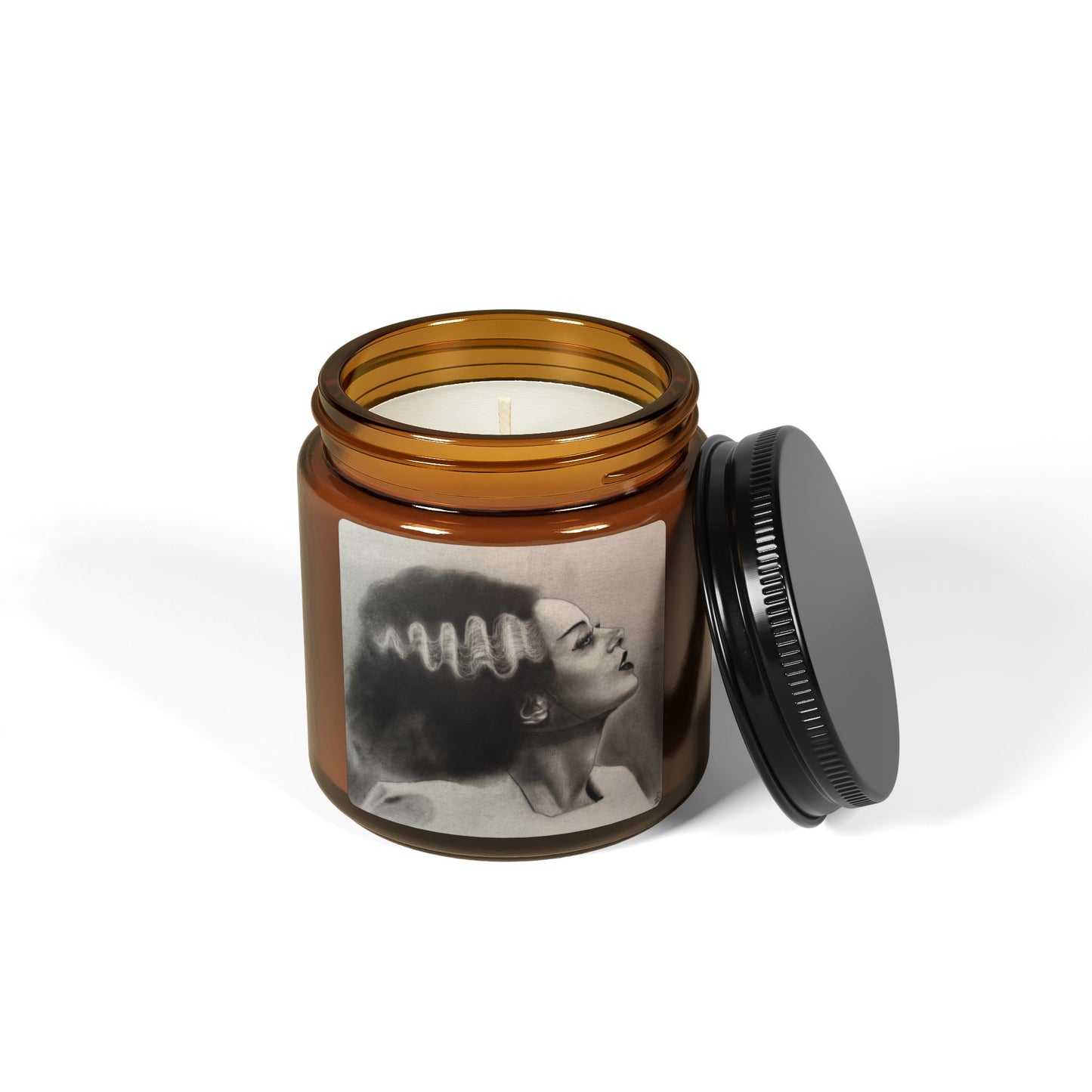 Bride of Frankenstein Portrait Candle | Amber Jar Soy Candle