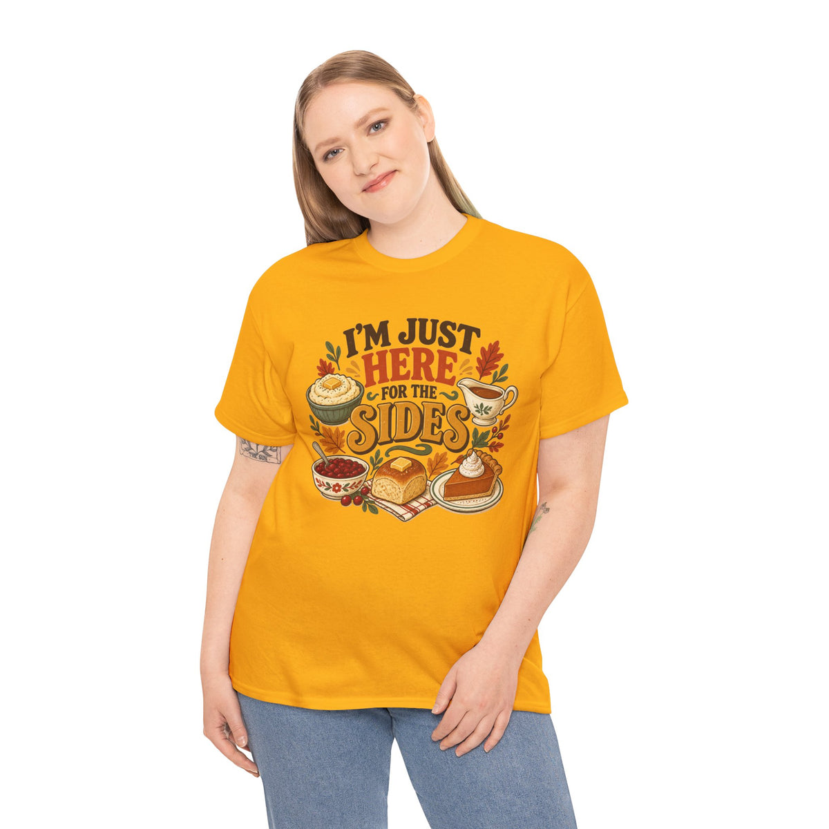 I'm Just Here for the Sides Food Pun T-Shirt Thanksgiving Tee