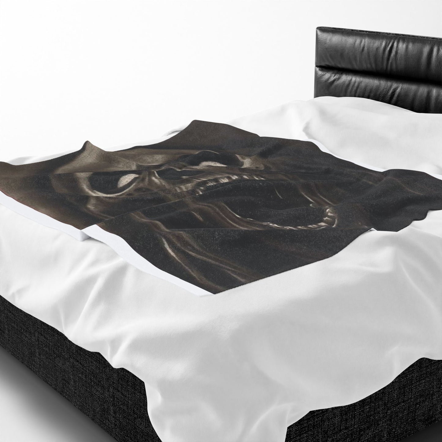 Screaming Skull Reaper Velveteen Plush Blanket – Gothic Horror Throw Halloween
