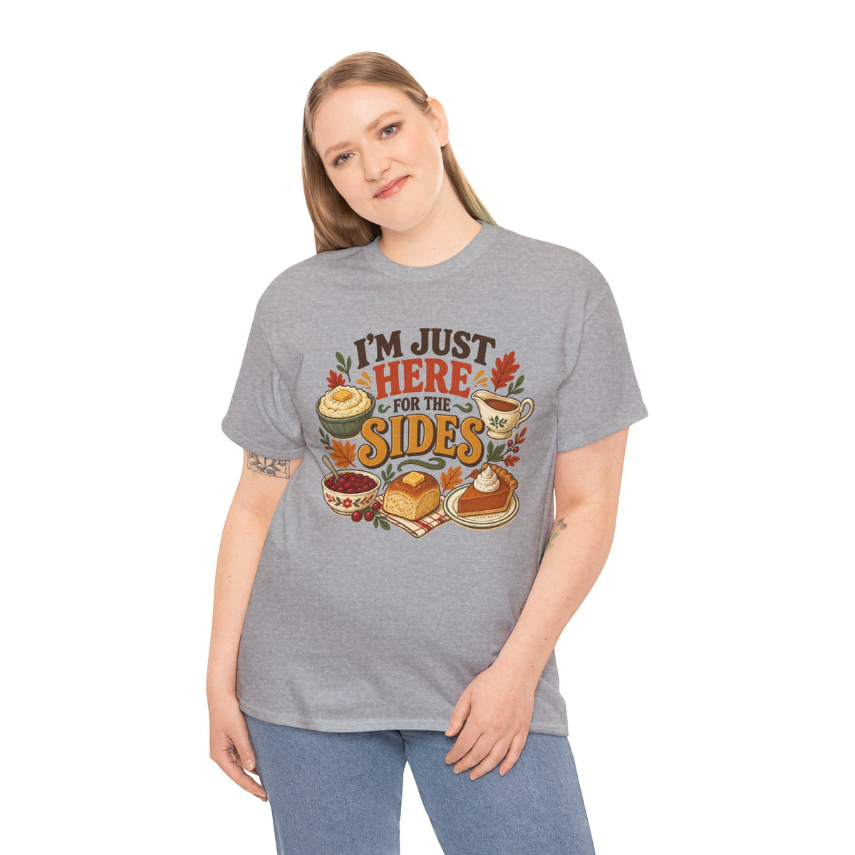 I'm Just Here for the Sides Food Pun T-Shirt Thanksgiving Tee