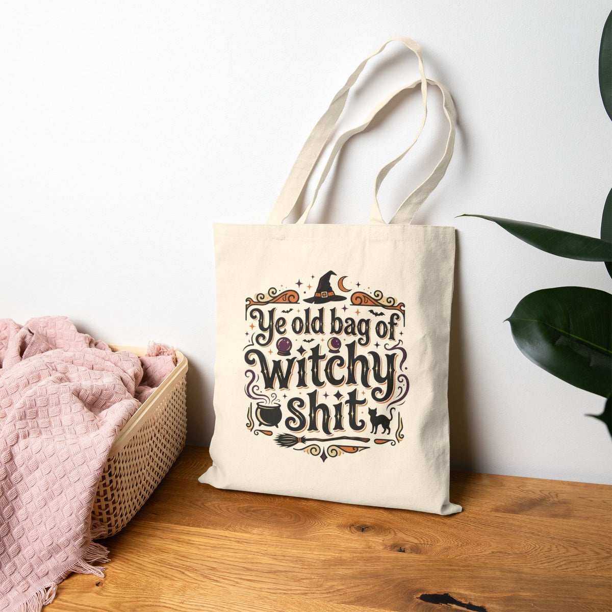 Ye Old Bag of Witchy Shit Tote Bag Halloween Witch Cauldron Horror