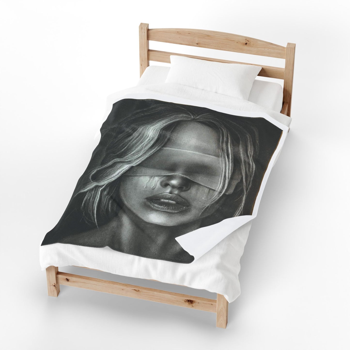 Blindfolded BDSM Woman Velveteen Plush Blanket - Bedroom Throw Home Decor