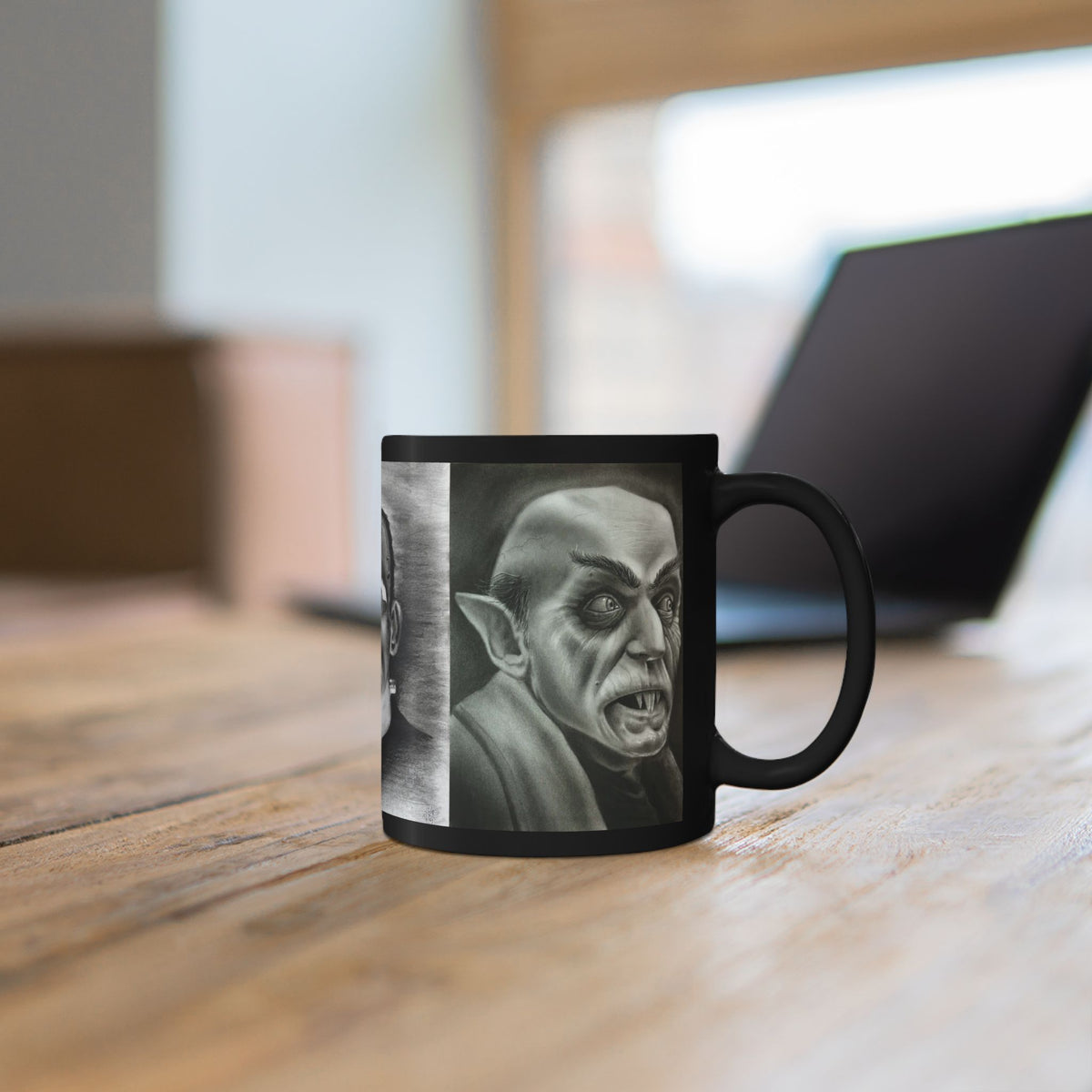 Triple Classic Horror Mug Frankenstein Dracula Nosferatu Black Coffee Cup