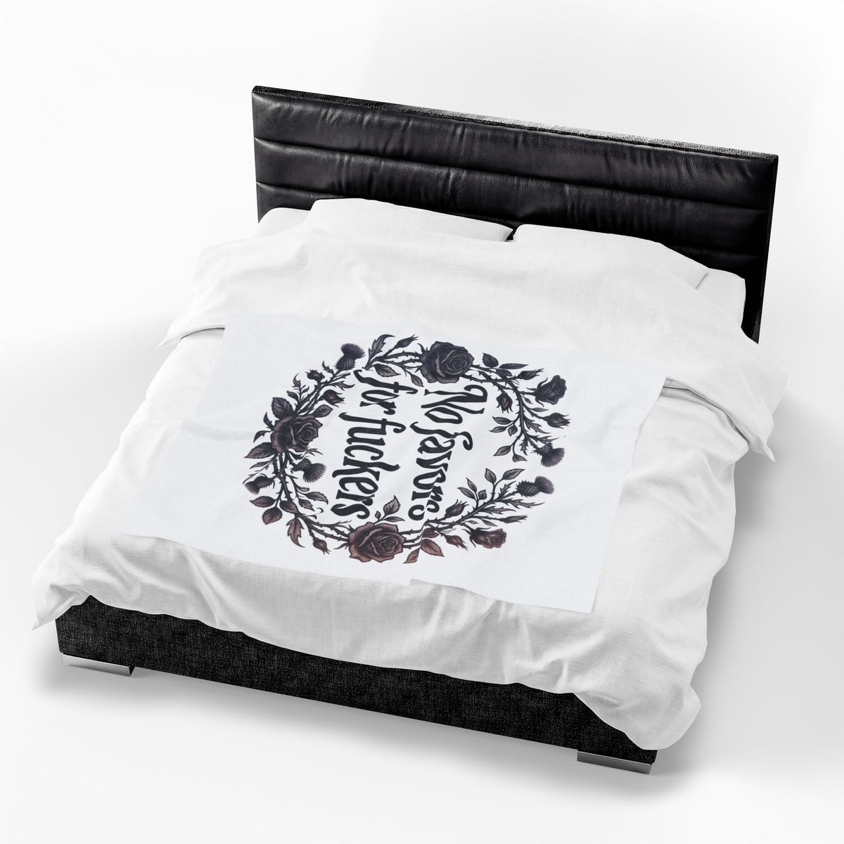 No Favors for Fuckers Velveteen Plush Blanket Gothic Rose Wreath Home Decor Throw