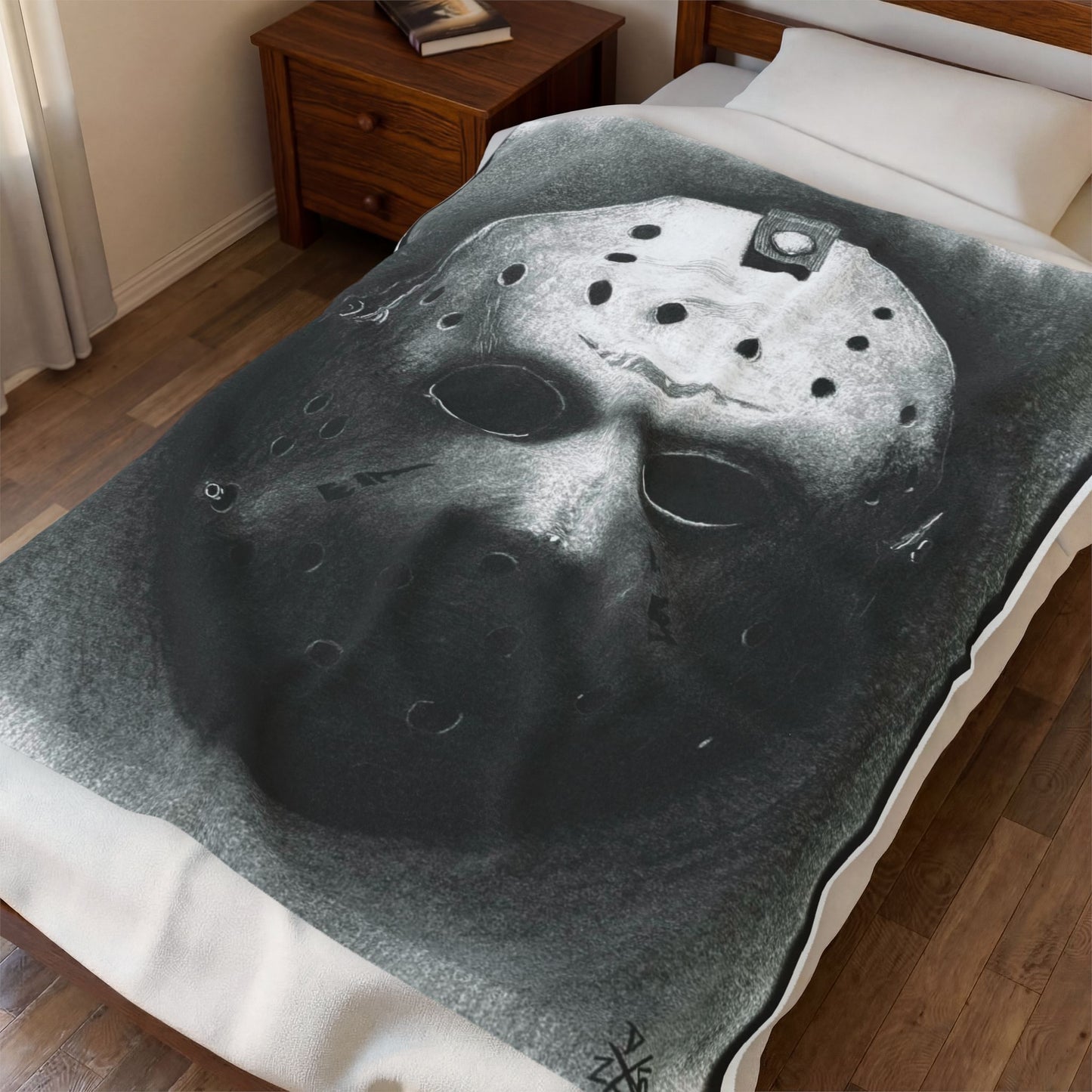 Jason Hockey Mask Velveteen Plush Blanket — Horror Throw Slasher Home Decor