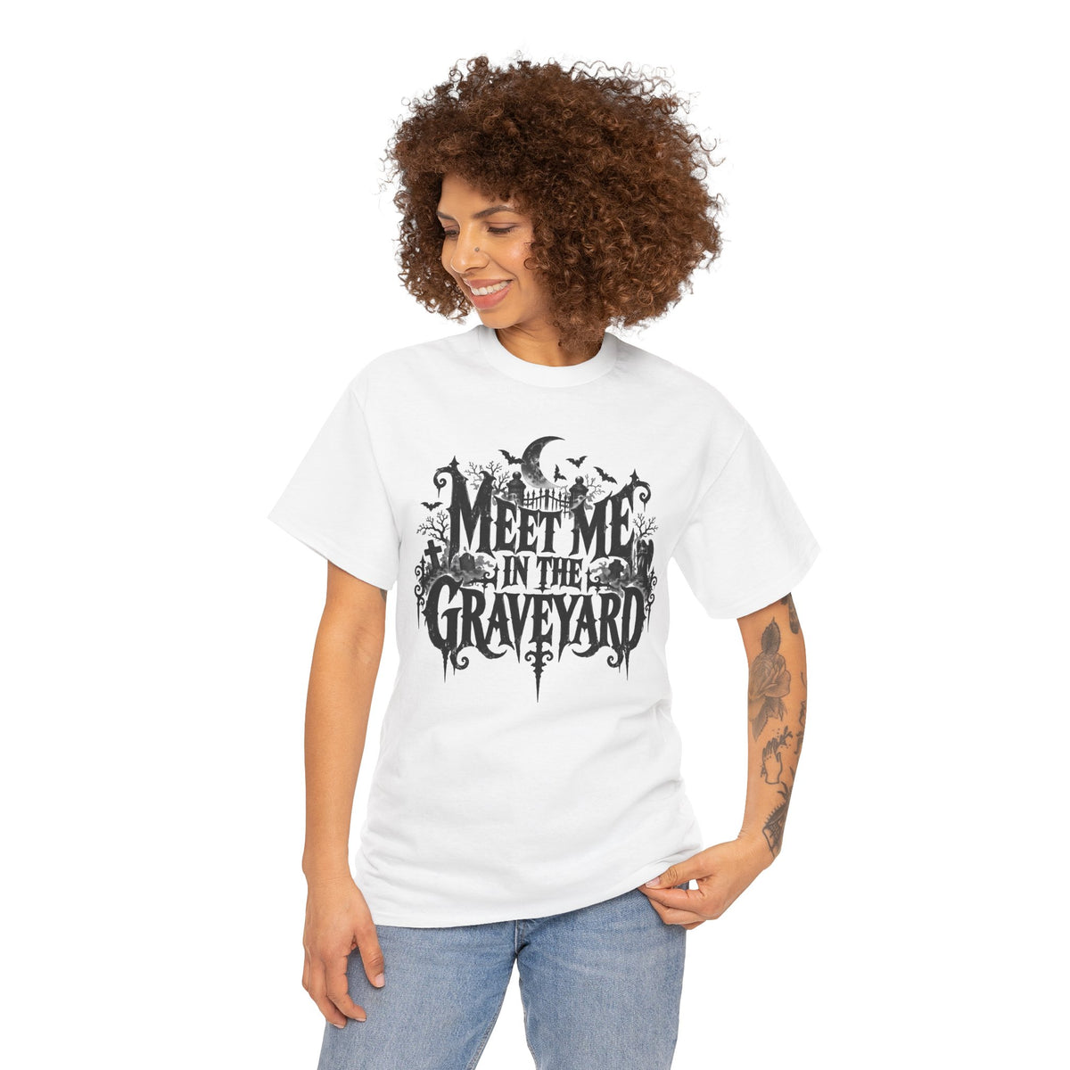 Meet Me in the Graveyard Gothic Halloween T-Shirt Spooky Tee
