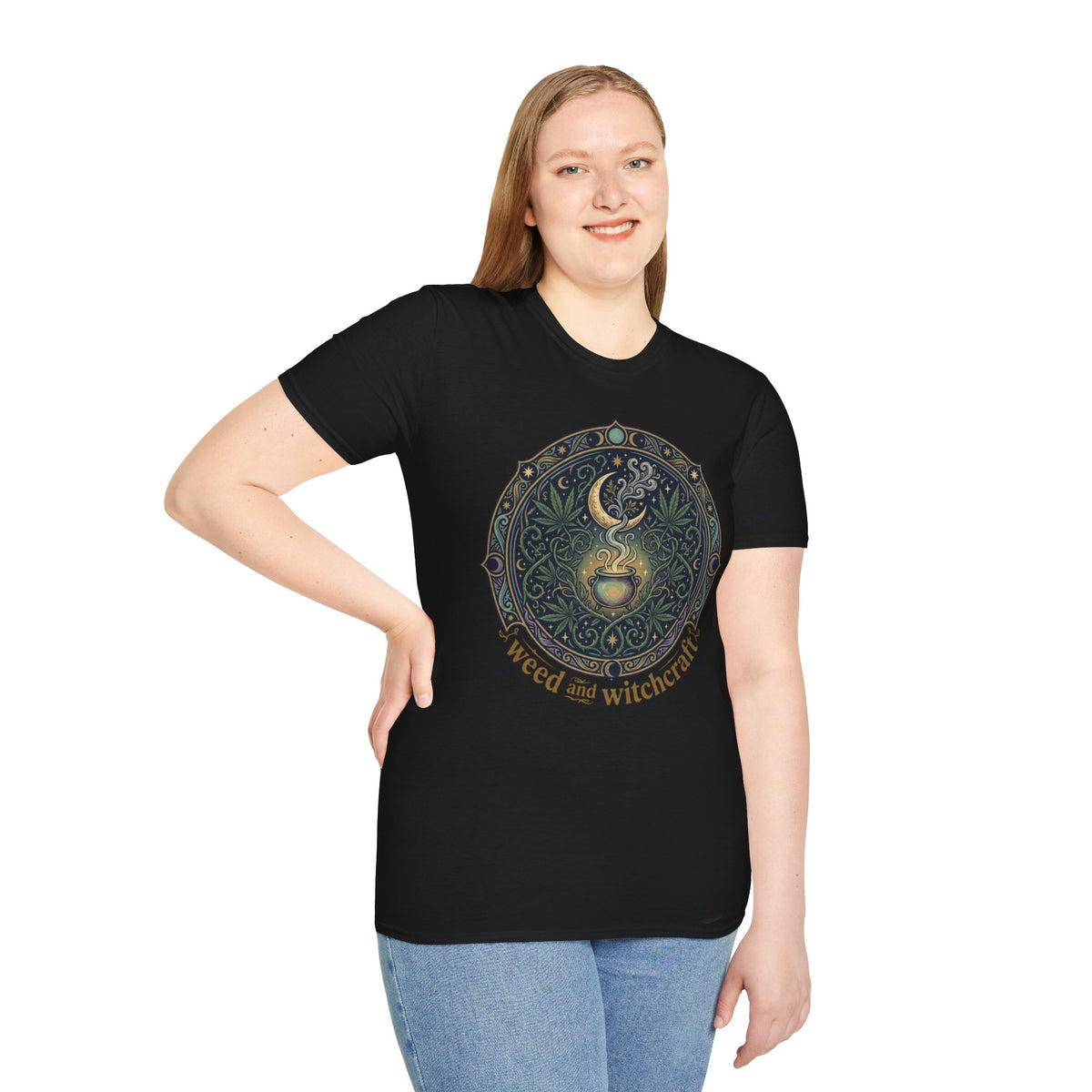 Weed and Witchcraft T-Shirt Moon Cauldron Goth Alternative Clothing