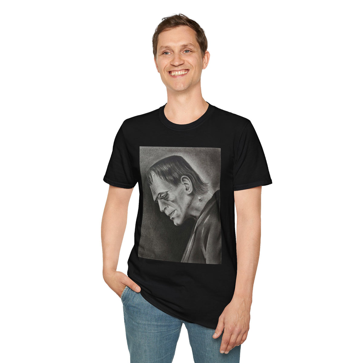 Frankenstein Portrait T-Shirt Original Art Vintage Horror Monster Gothic Clothing