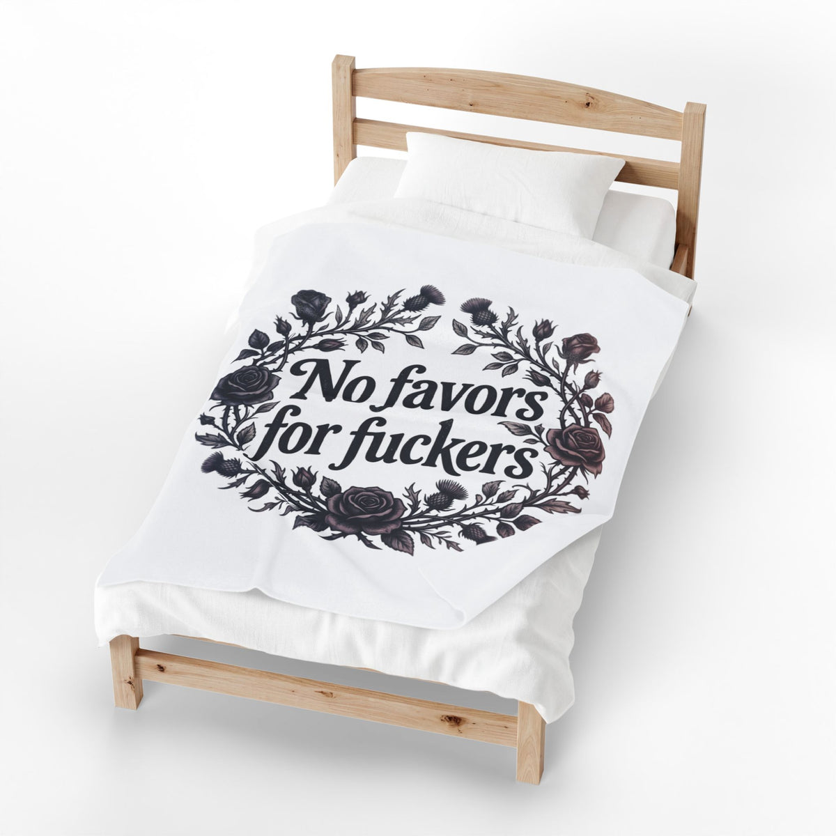 No Favors for Fuckers Velveteen Plush Blanket Gothic Rose Wreath Home Decor Throw