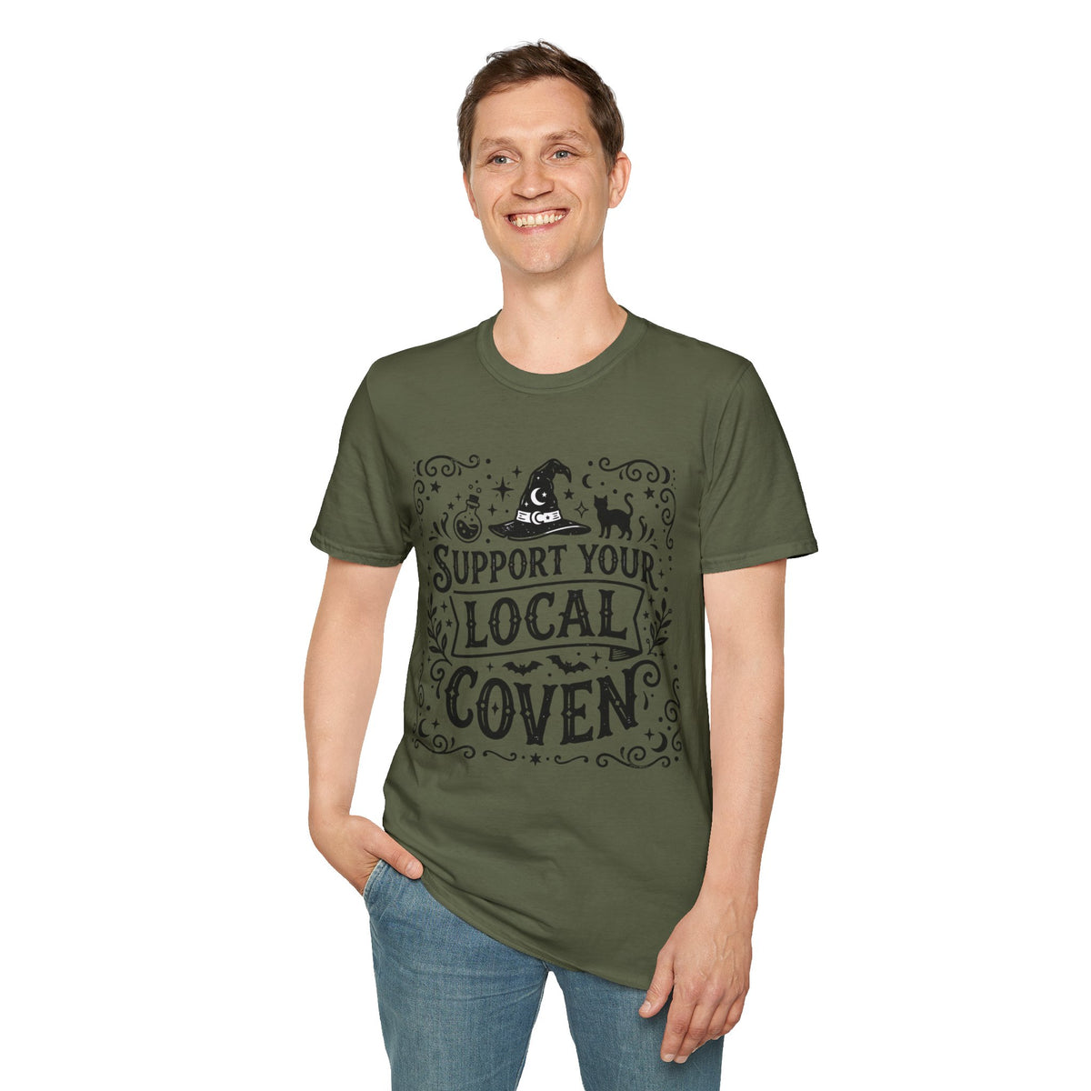 Support Your Local Coven T-Shirt Witchy Halloween Magic Horror Tee