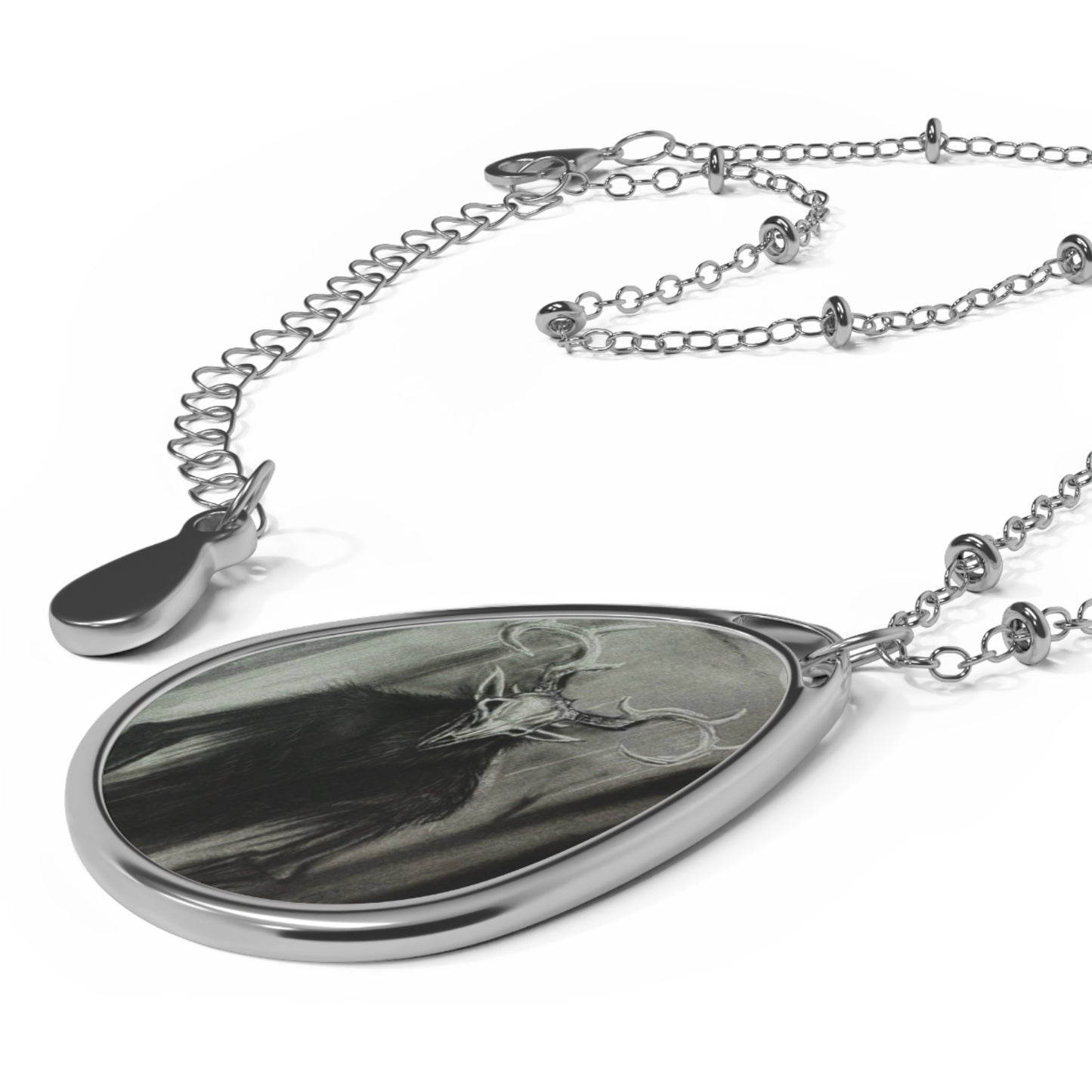 Wendigo Cryptid Oval Pendant Necklace Gothic Jewelry Horror