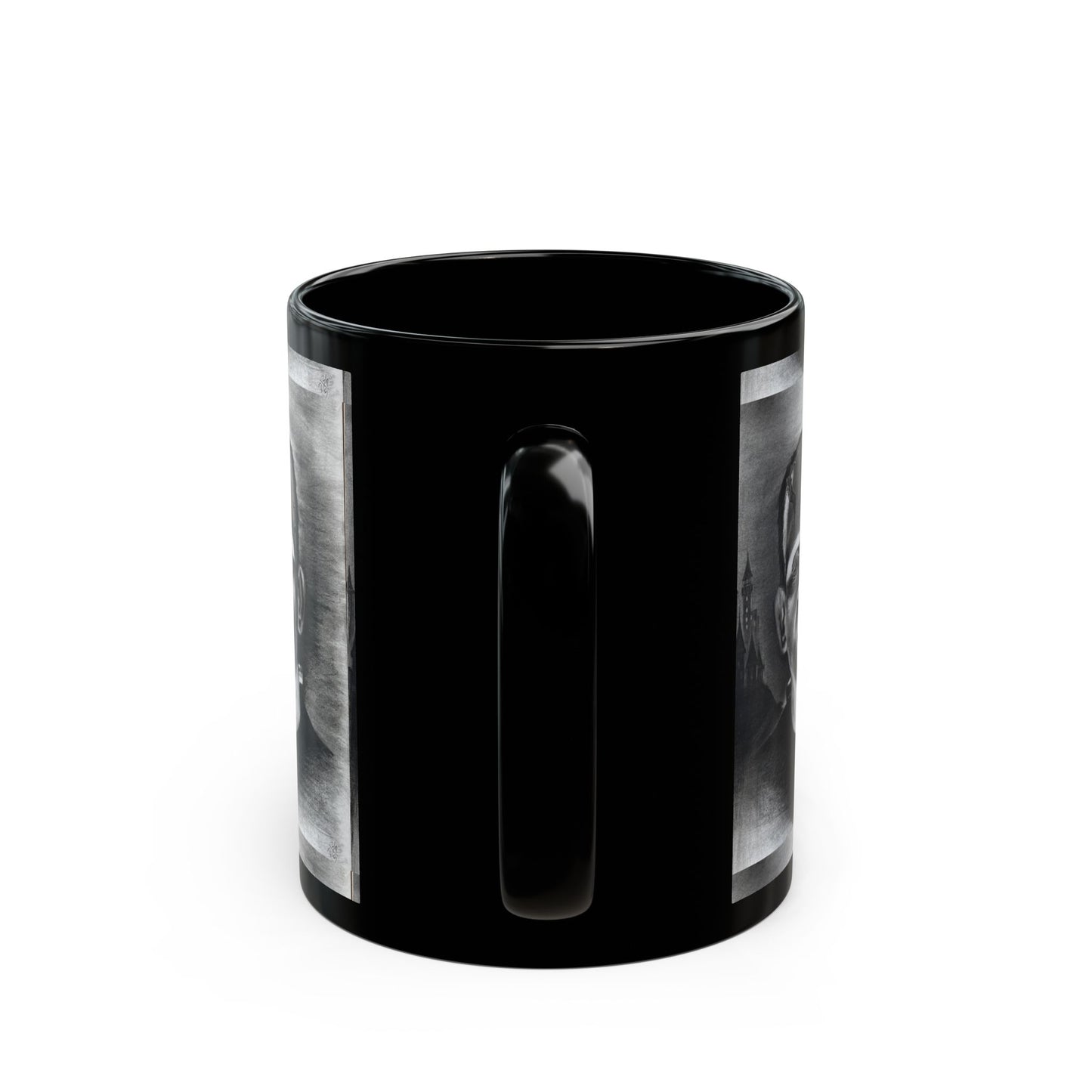 Frankenstein Portrait Black Mug | Horror Monster Coffee Cup