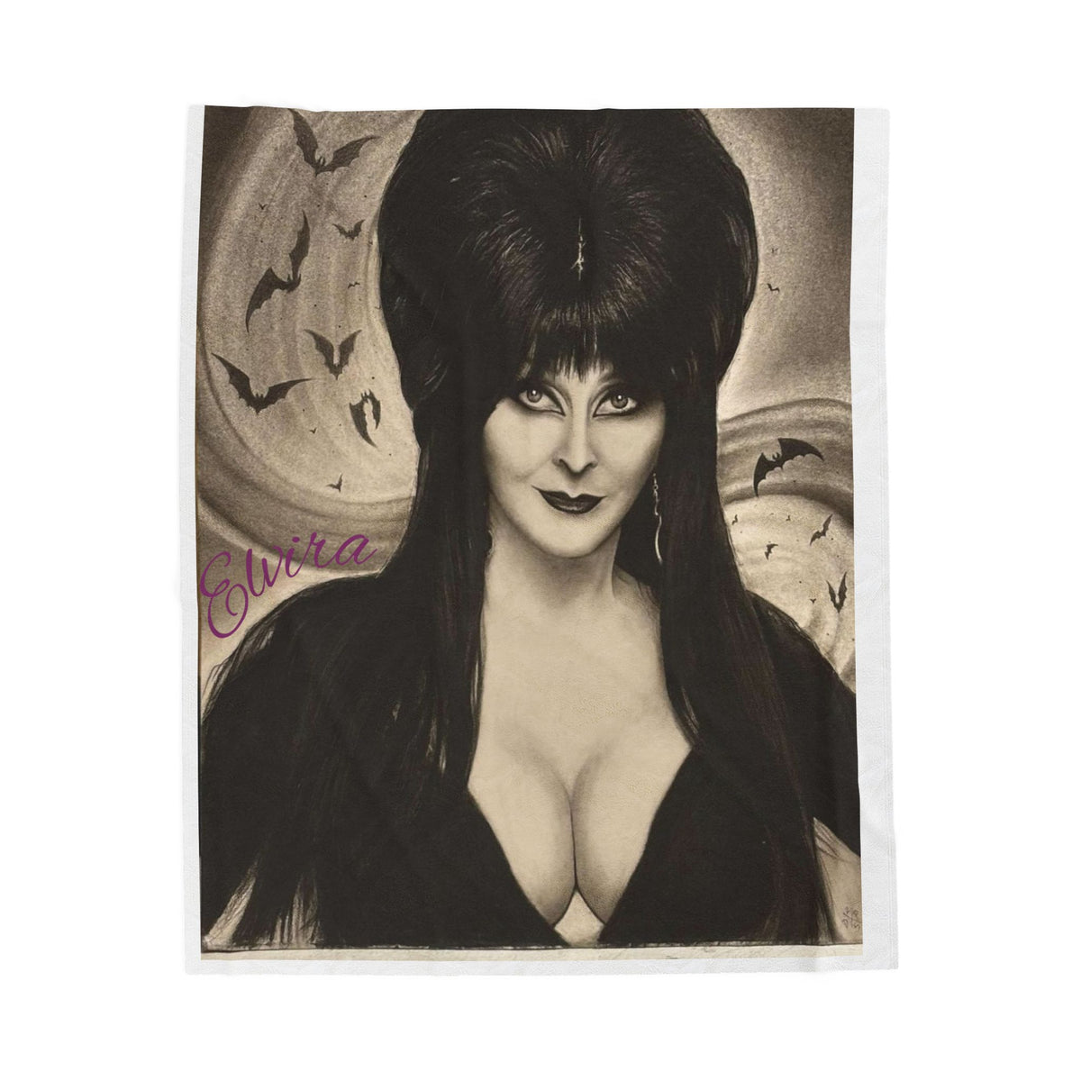 Elvira Gothic Velveteen Plush Blanket — Vintage Pinup Home Decor Throw