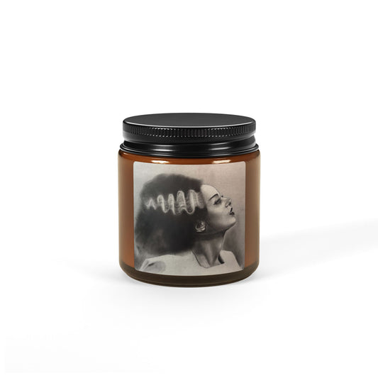 Bride of Frankenstein Portrait Candle | Amber Jar Soy Candle
