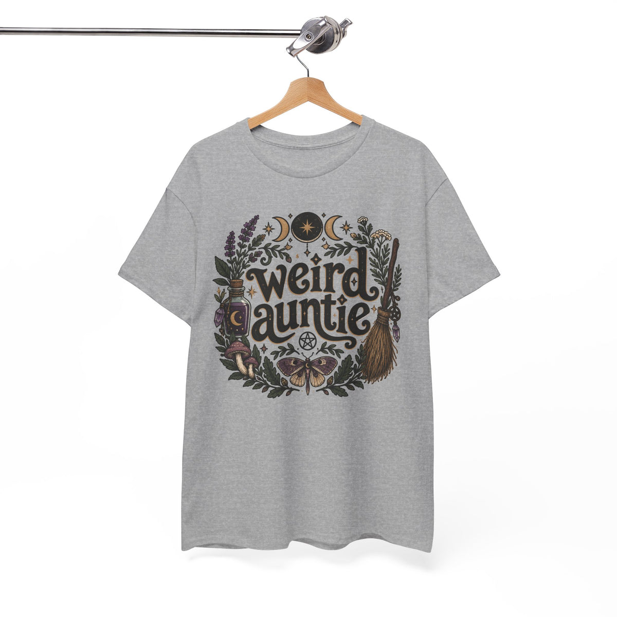 Weird Auntie Floral Moon Graphic T-Shirt Witchy Goth Tee