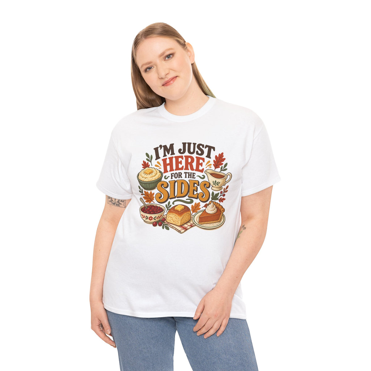 I'm Just Here for the Sides Food Pun T-Shirt Thanksgiving Tee