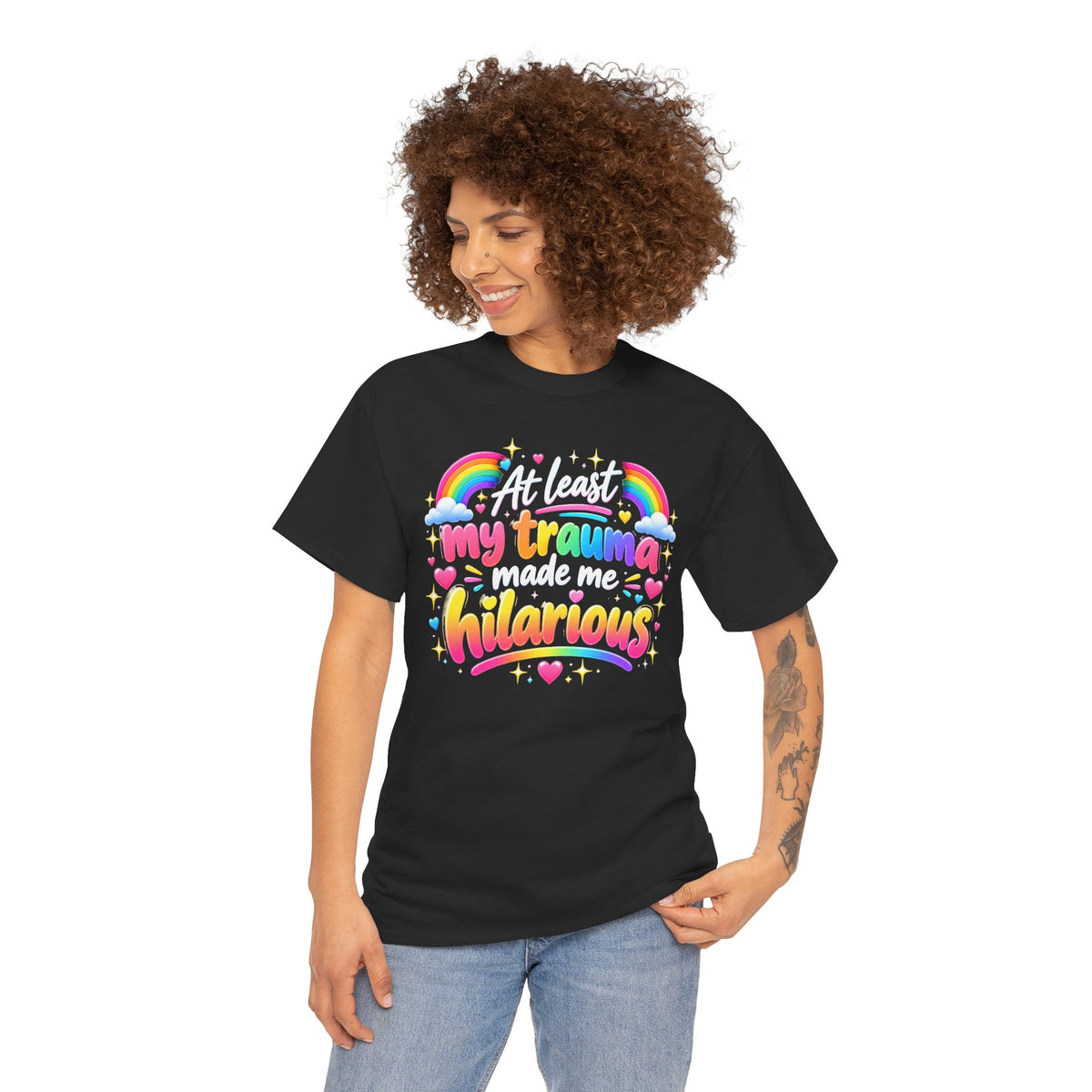 At Least My Trauma Made Me Hilarious T-Shirt Rainbow Goth Alternative Tee