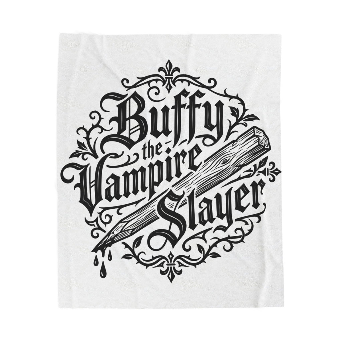 Buffy the Vampire Slayer Velveteen Blanket | Gothic Buffy Logo, Wooden Stake Design
