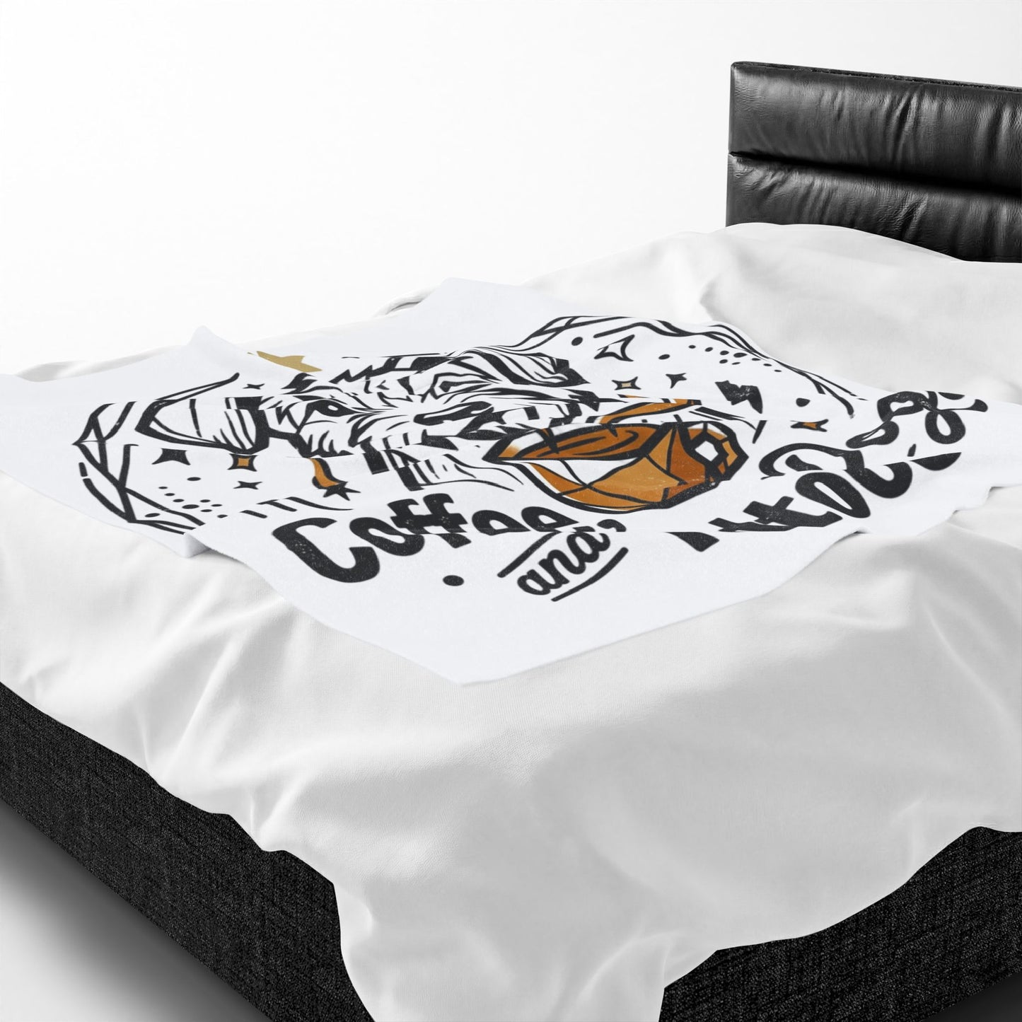 Coffee Dogs and Tattoos Velveteen Plush Blanket Home Decor Throw
