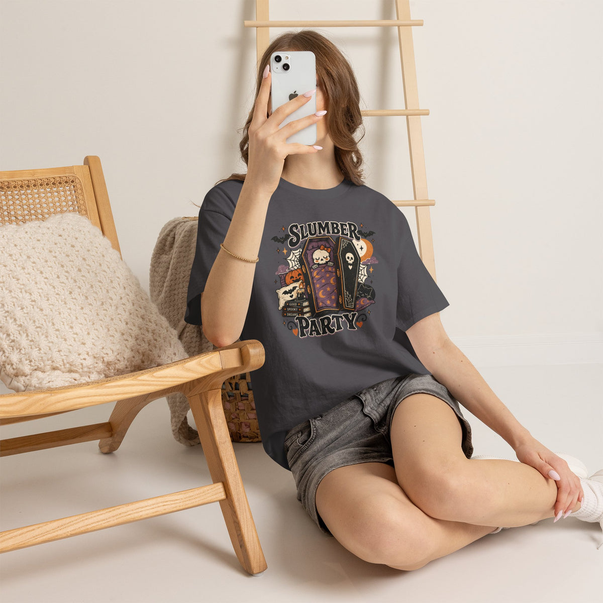 Slumber Party Coffin Spooky T-Shirt Goth Halloween Tee