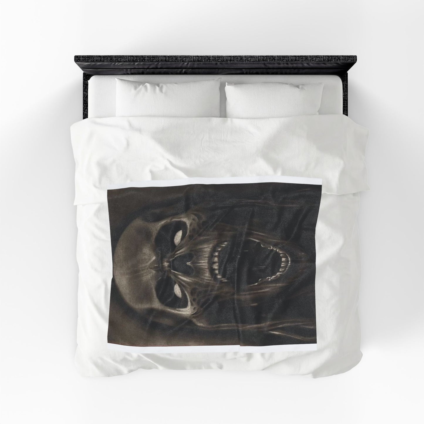 Screaming Skull Reaper Velveteen Plush Blanket – Gothic Horror Throw Halloween