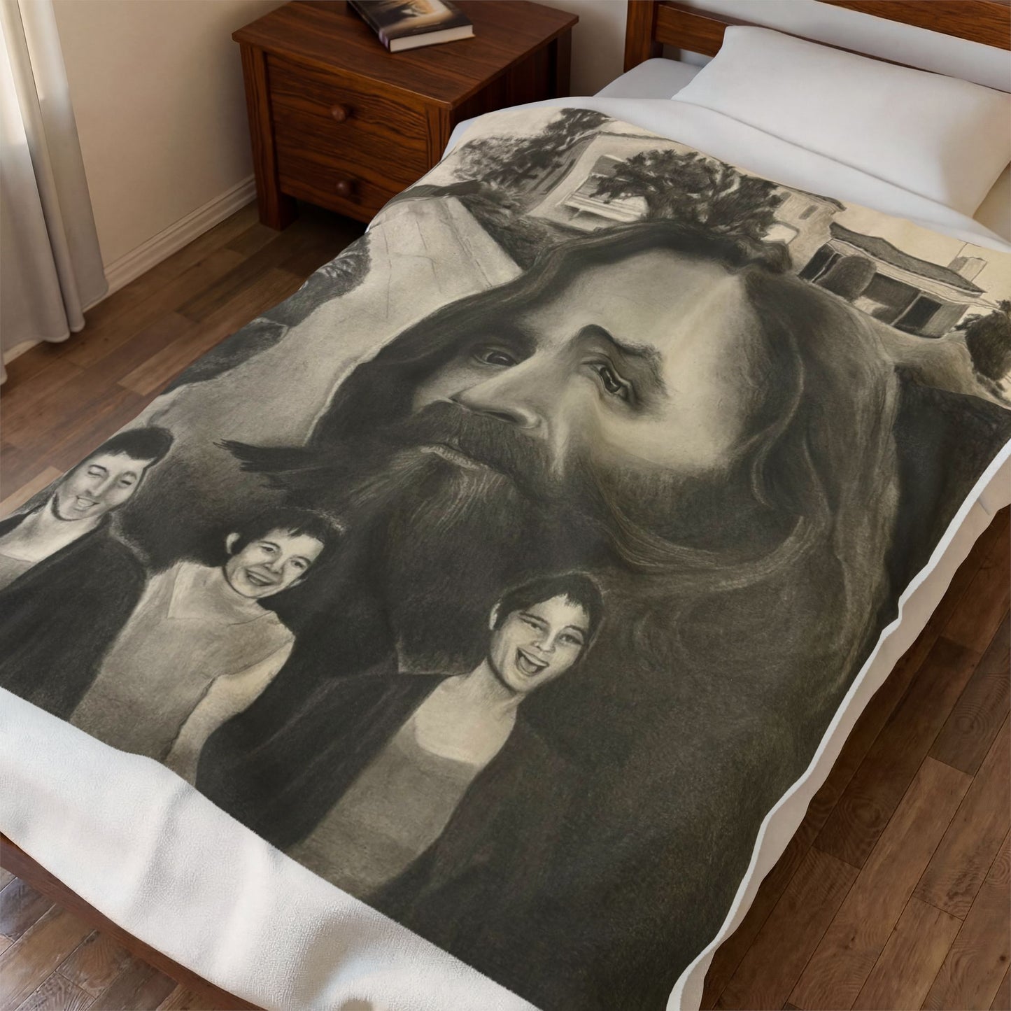 Charles Manson Cult True Crime Velveteen Plush Blanket Home Decor Horror