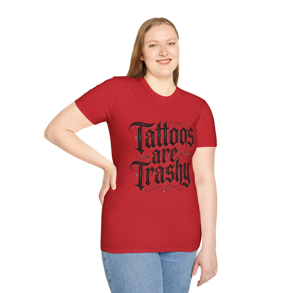 Tattoos Are Trashy T-Shirt Gothic Lettering Graphic Tee Funny Ironic Alternative