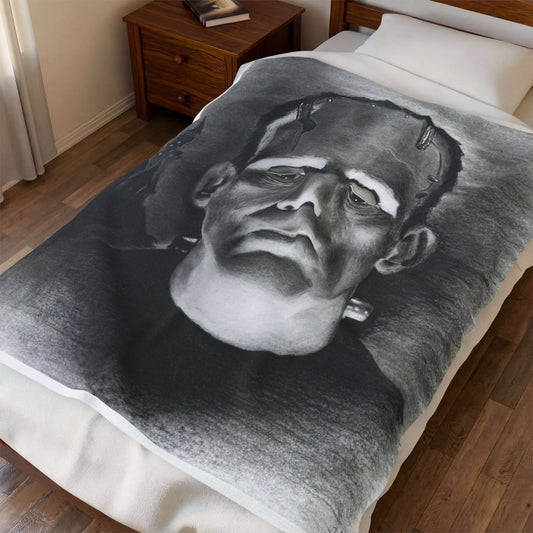 Frankenstein Velveteen Plush Blanket | Gothic Horror Home Decor