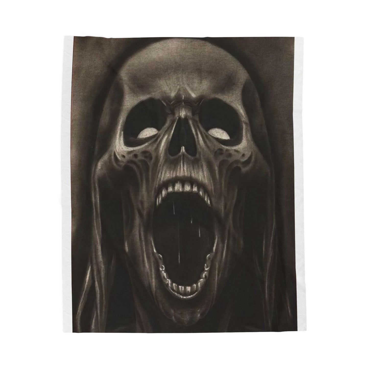 Screaming Skull Reaper Velveteen Plush Blanket – Gothic Horror Throw Halloween
