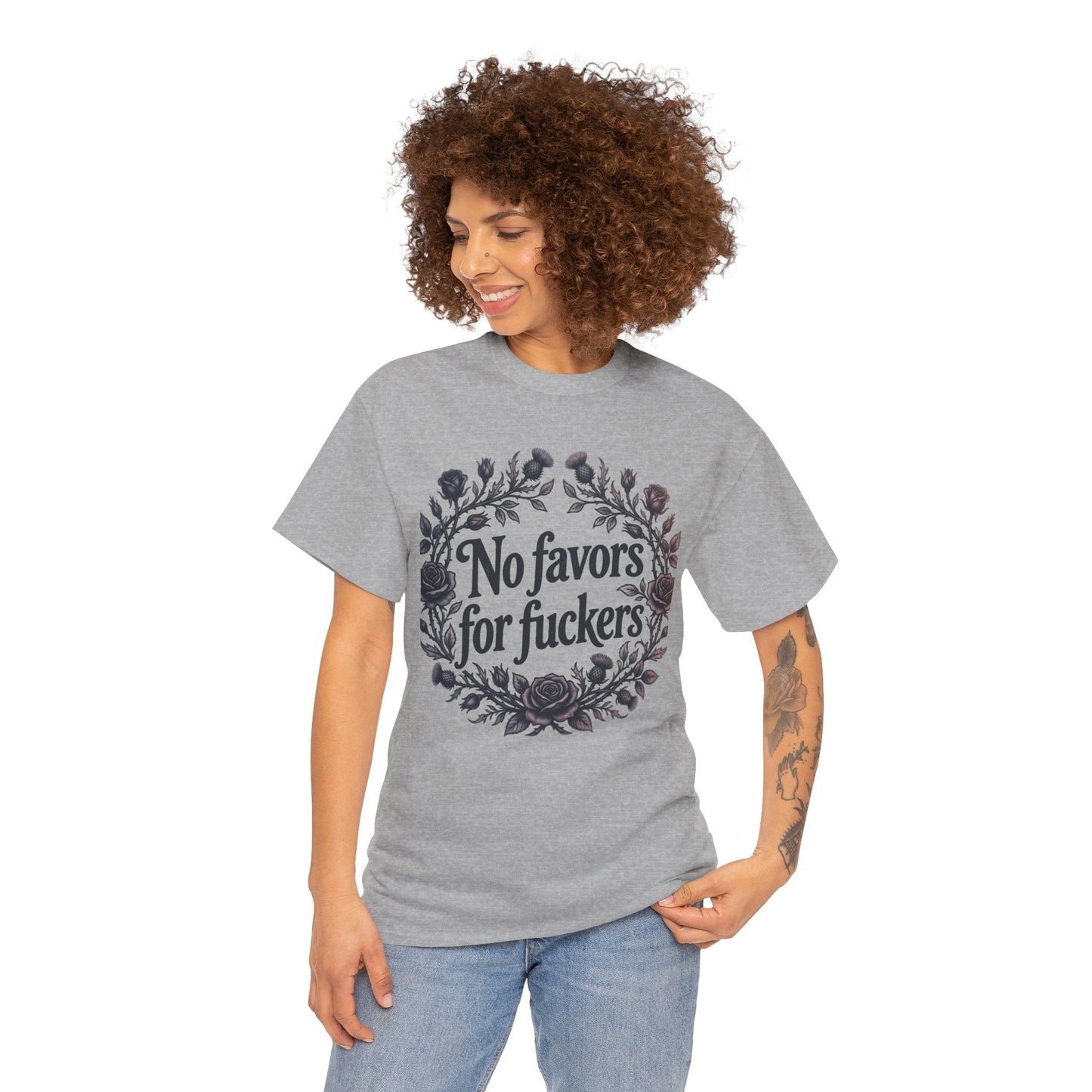 No Favors for Fuckers Tee Floral Wreath Graphic Shirt Goth Alternative Clothing