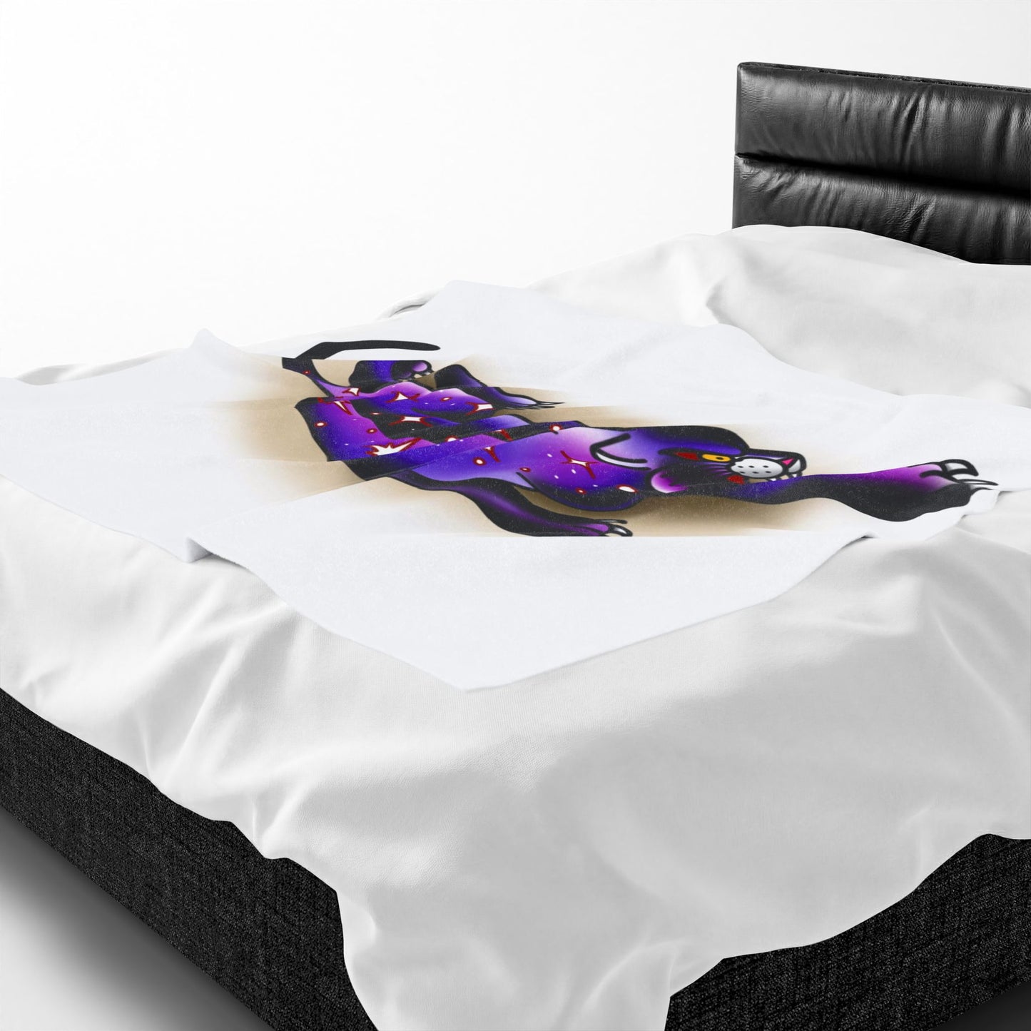Mystical Galaxy Panther Tattoo Art Velveteen Plush Blanket Throw Home Decor