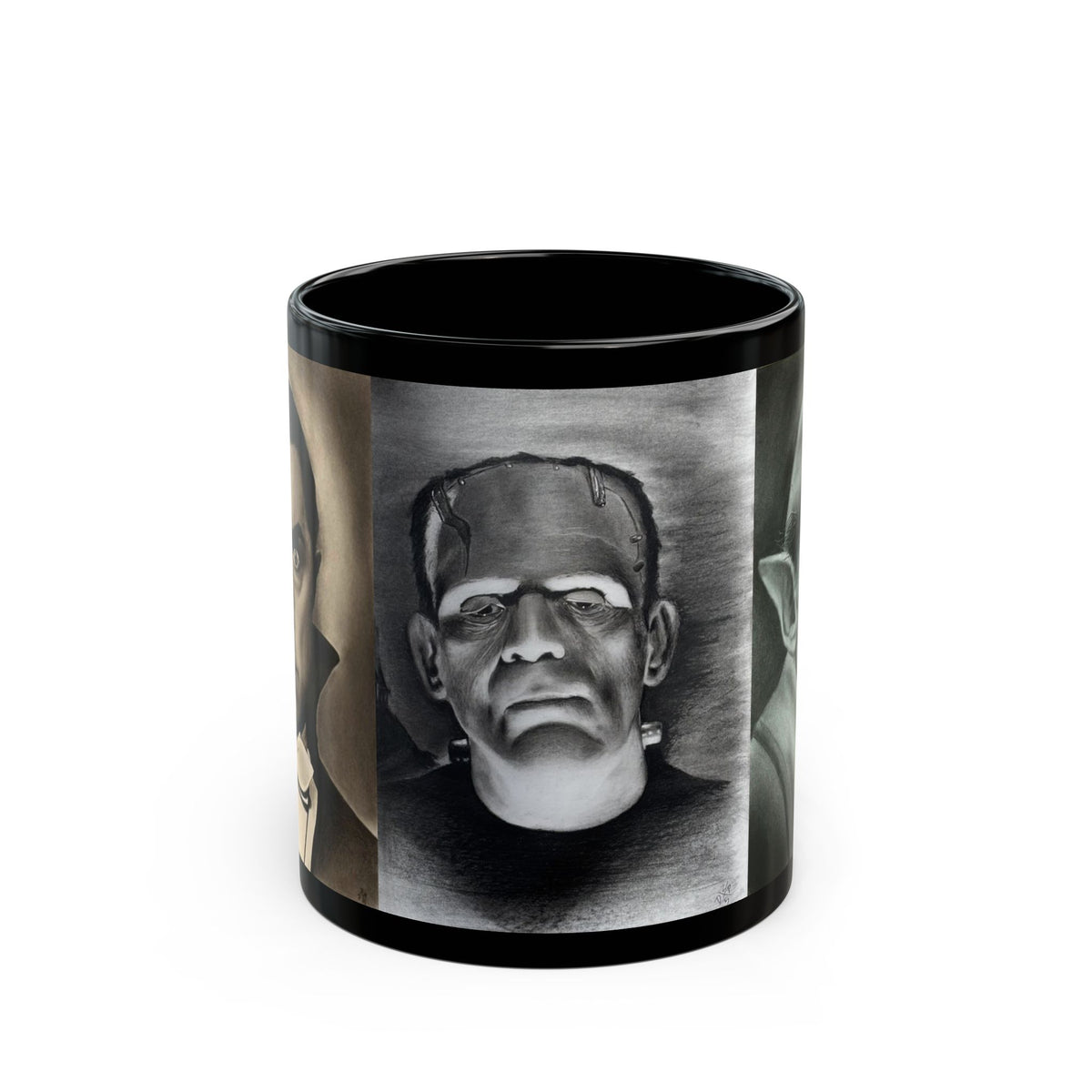 Triple Classic Horror Mug Frankenstein Dracula Nosferatu Black Coffee Cup