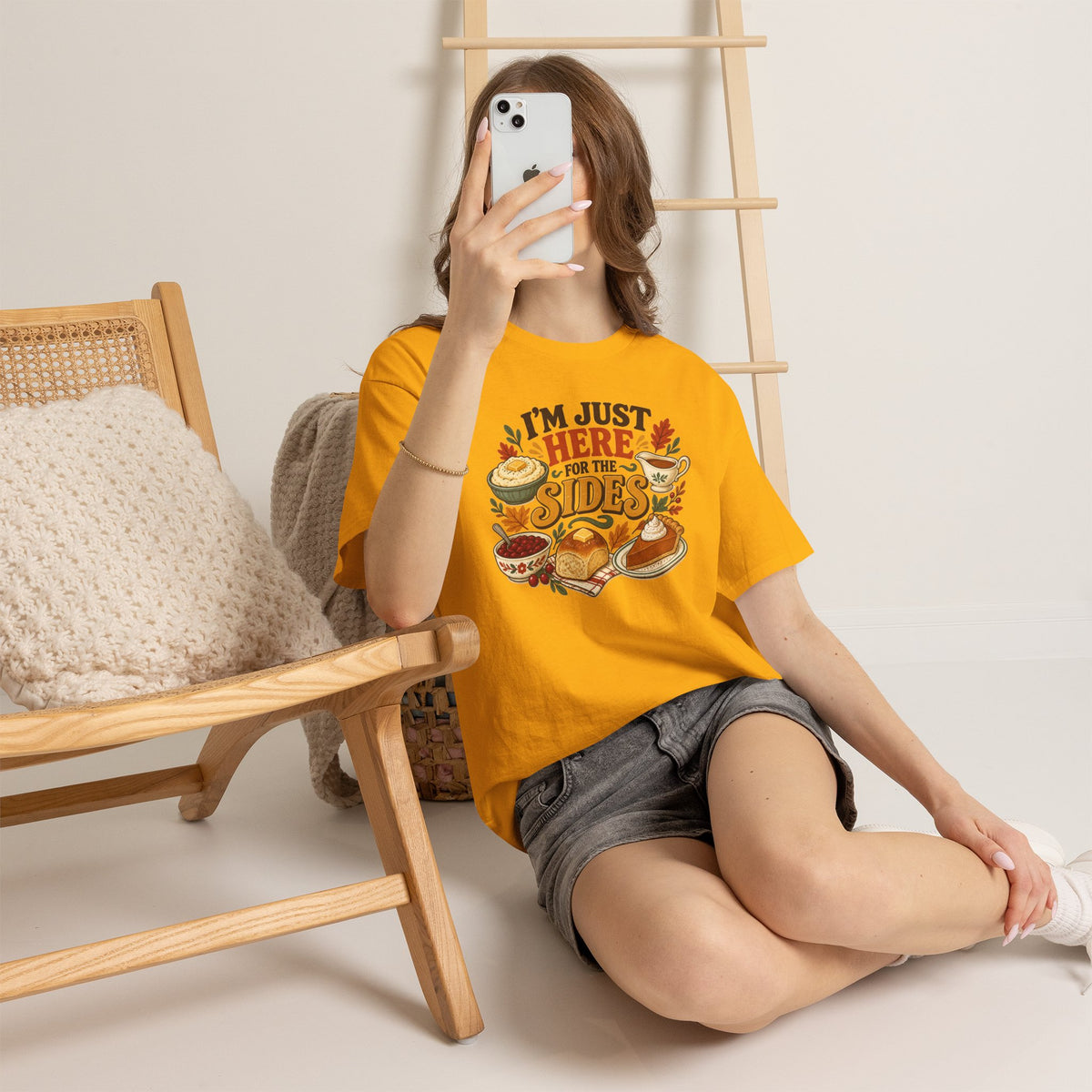 I'm Just Here for the Sides Food Pun T-Shirt Thanksgiving Tee