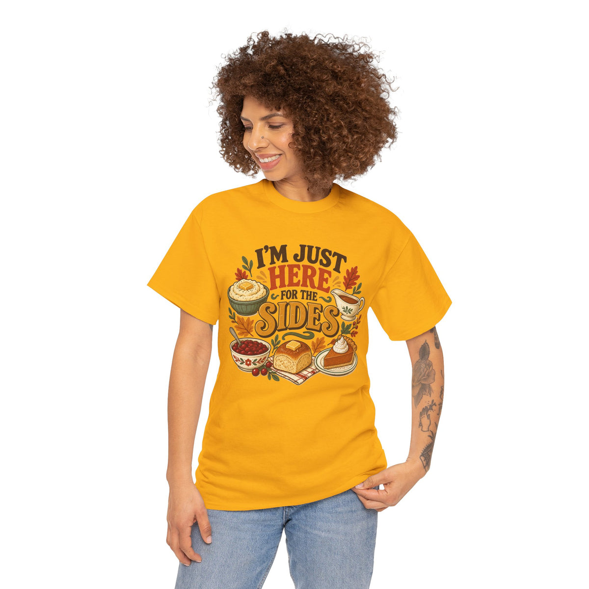 I'm Just Here for the Sides Food Pun T-Shirt Thanksgiving Tee