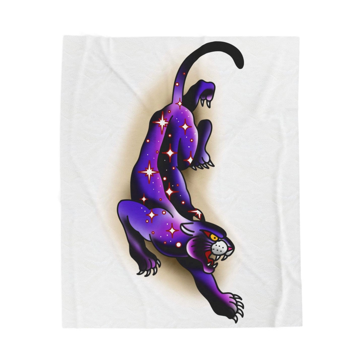 Mystical Galaxy Panther Tattoo Art Velveteen Plush Blanket Throw Home Decor