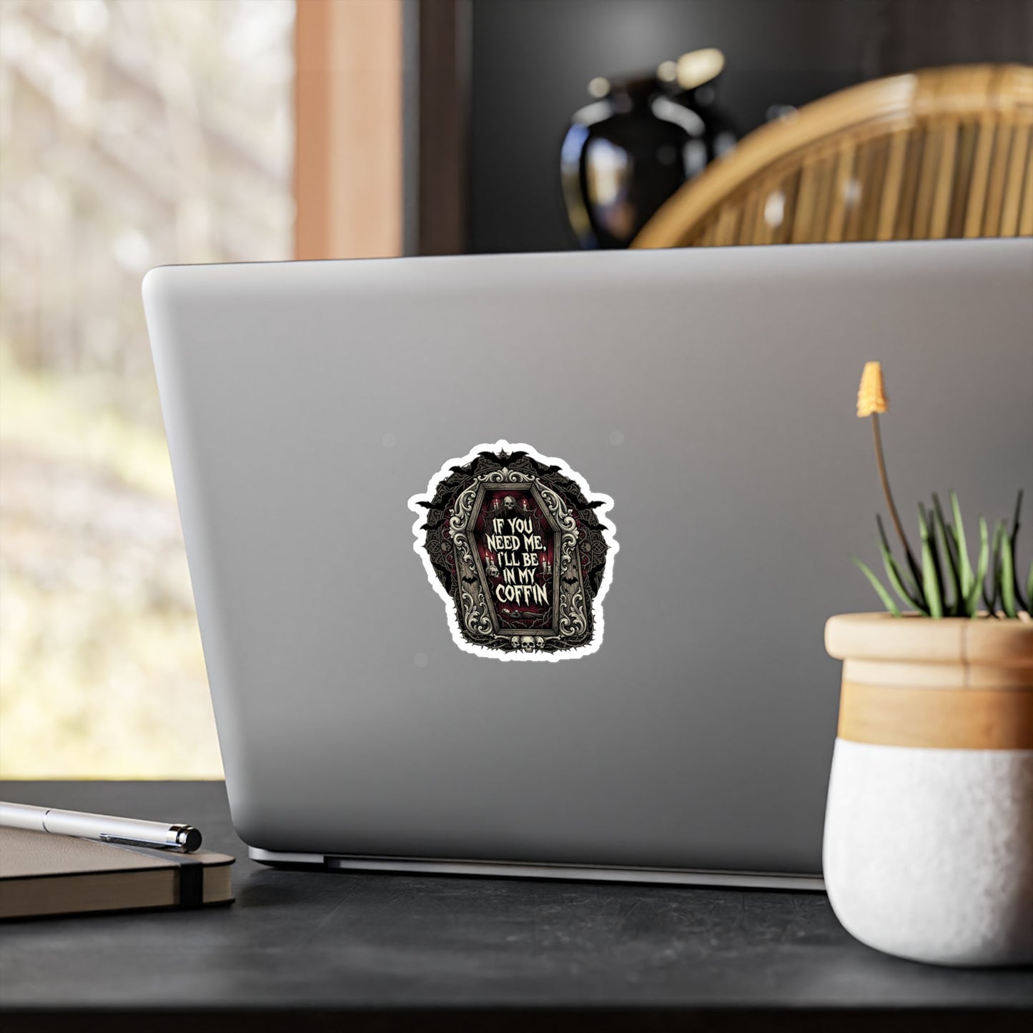If You Need Me I'll Be In My Coffin Sticker Vinyl Decal Horror Goth