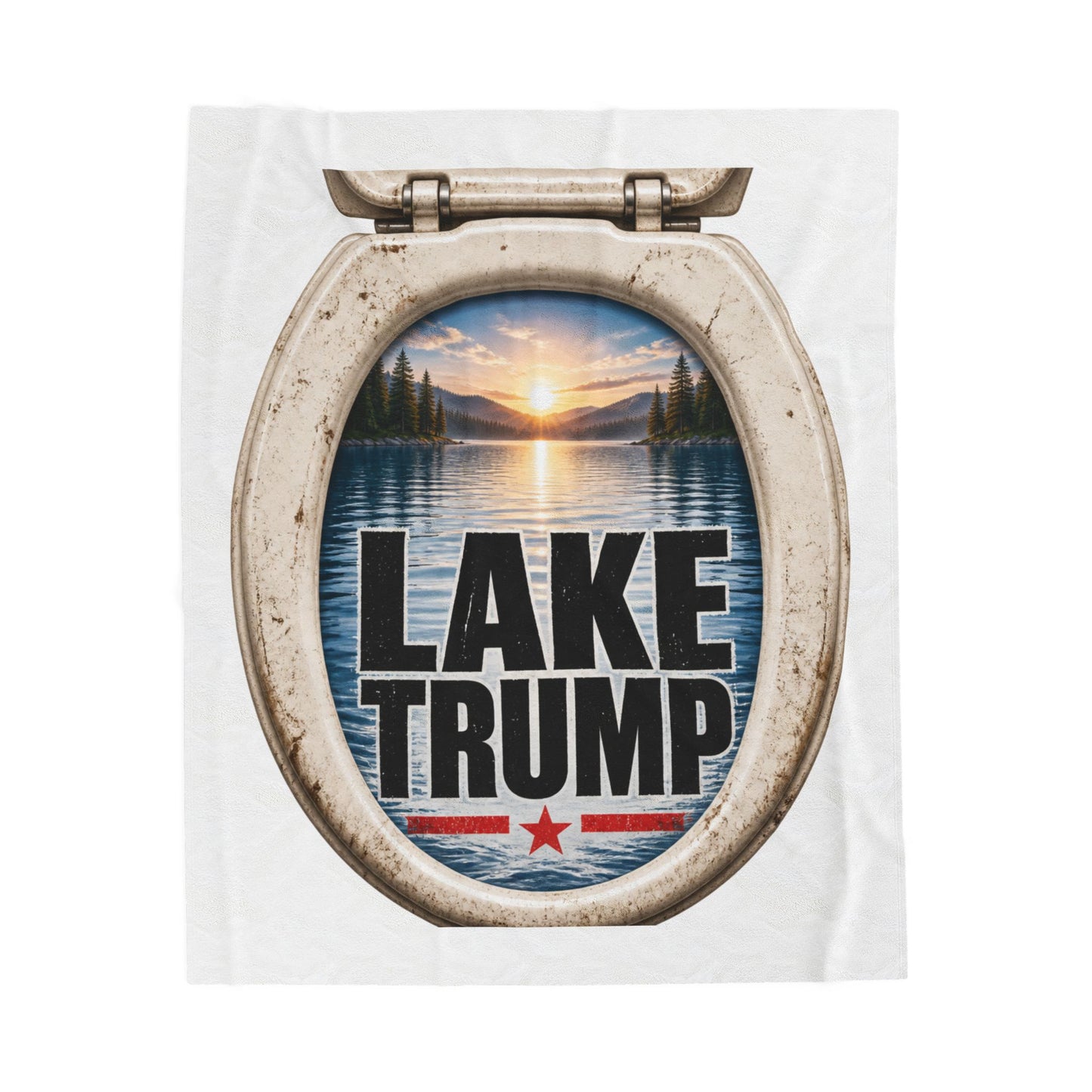 Lake Trump Toilet Seat View Velveteen Plush Blanket Lake Ontario Anti Maga Throw