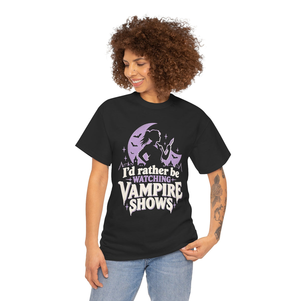 I'd Rather Be Watching Vampire Shows T-Shirt Buffy Fan Horror Tee