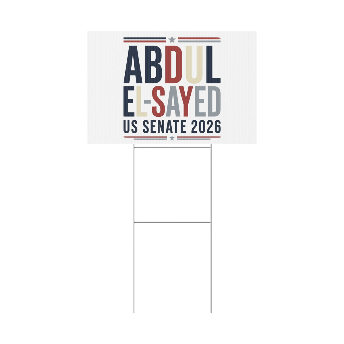 Abdul El-Sayed US Senate 2026 Plastic Yard Sign Democratic Michigan Campaign Logo