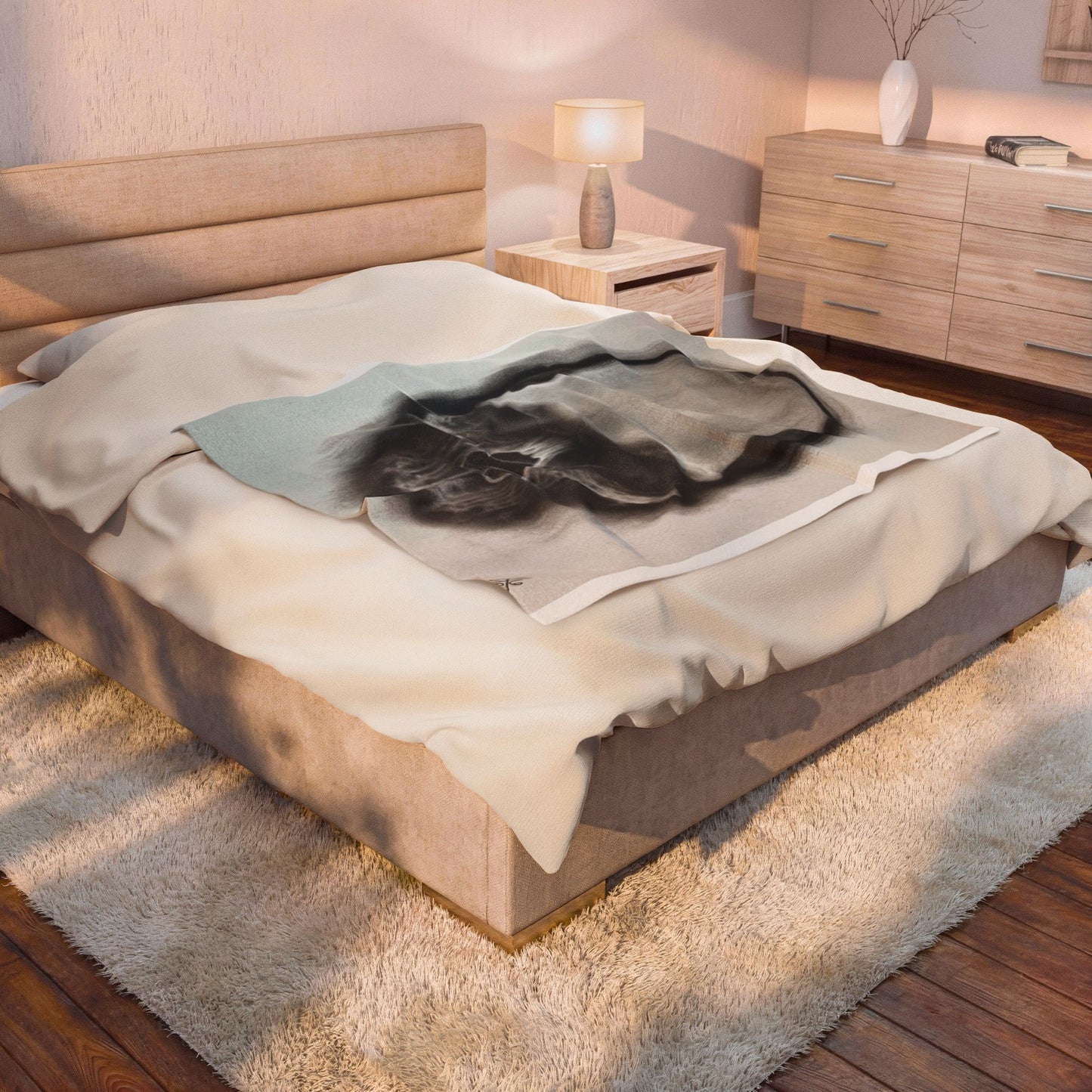 Smoky Charcoal Skull Art Velveteen Plush Blanket Throw Gothic Decor