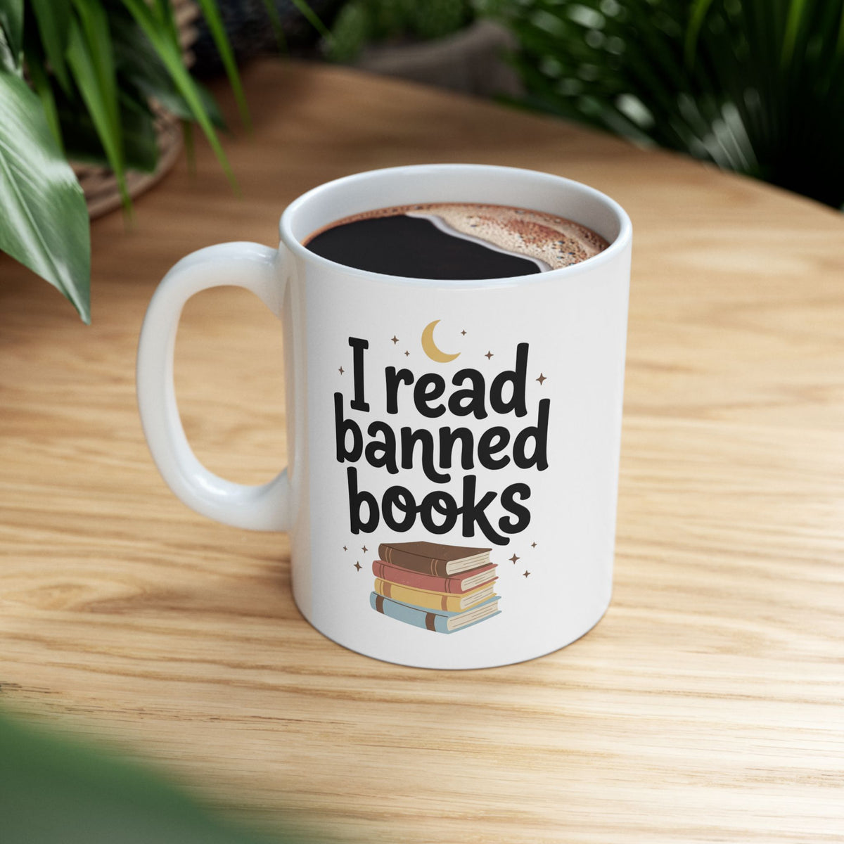 I Read Banned Books Mug Ceramic Coffee Cup Book Lovers Library Literary