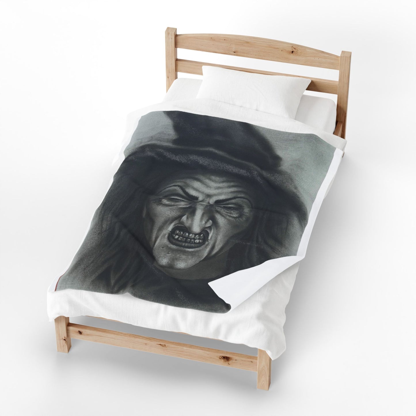 Original Art Wicked Witch Velveteen Plush Blanket – Spooky Halloween Decor Throw