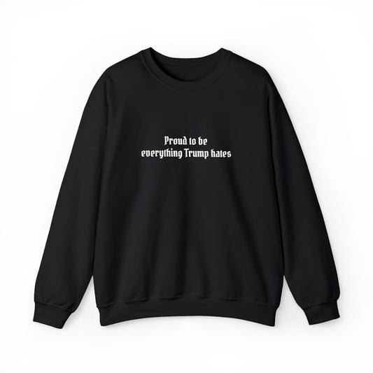 Proud to Be Everything Trump Hates Embroidered Sweatshirt Political Crew Neck Unisex Clothing Anti Maga