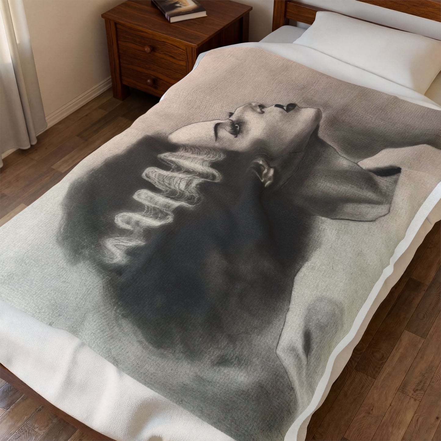 Bride of Frankenstein Portrait Blanket Velveteen Plush Throw Home Decor